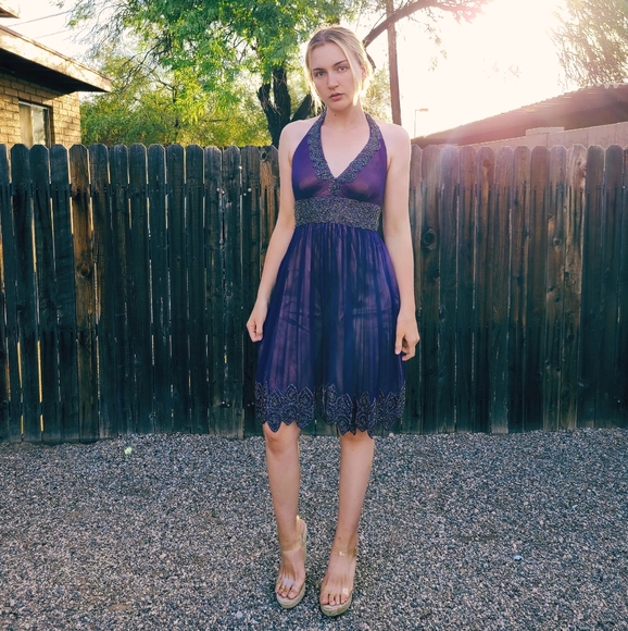 Dresses & Skirts - Vintage silk beaded dress